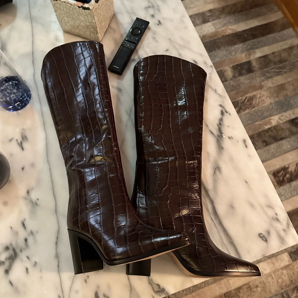 Maryana Block Boot Brown Croc